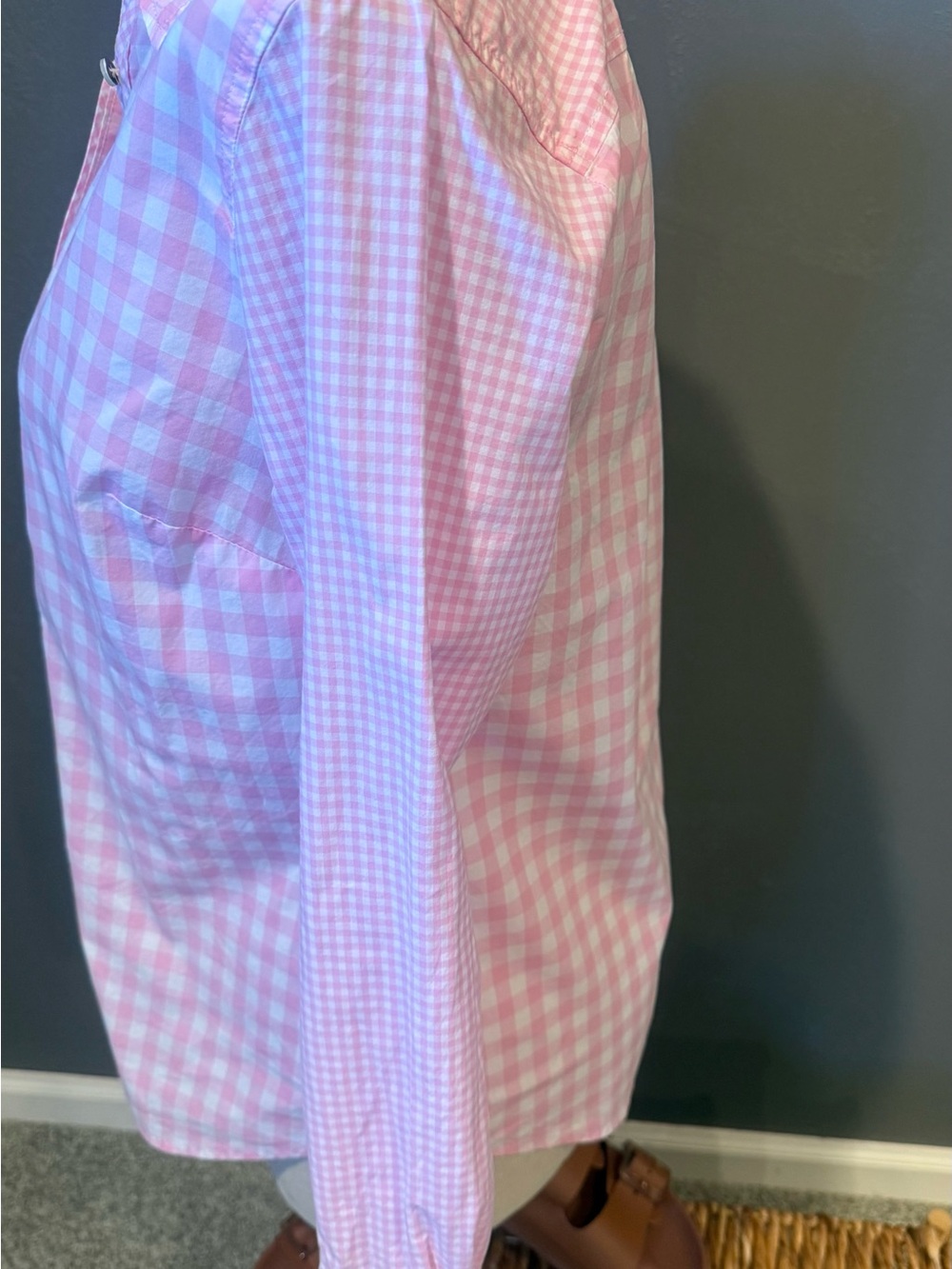 Talbots Pink Gingham Button-Down Shirt - Picture 4 of 6